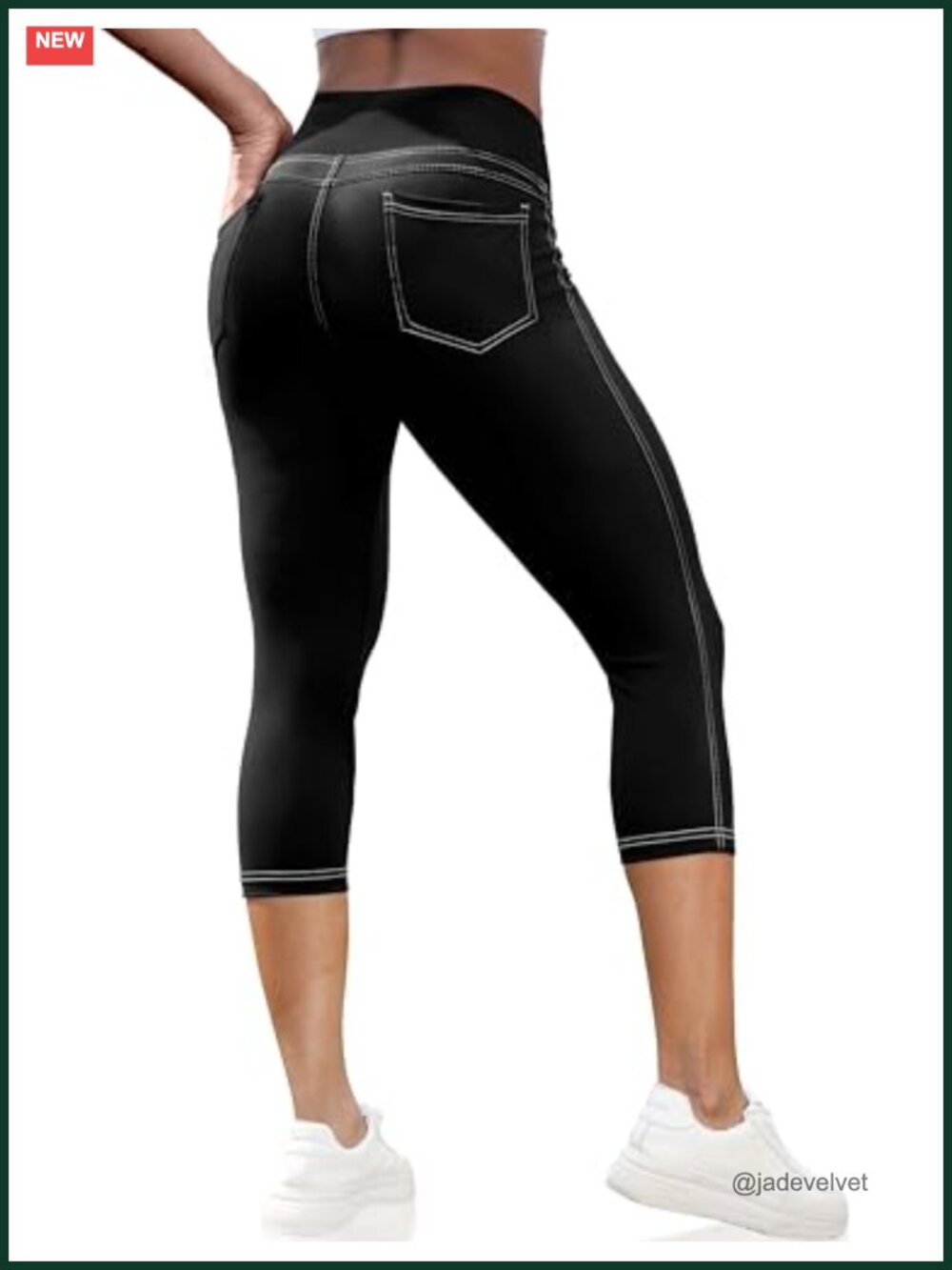 High Waisted Capri Yoga Pants with Back Pockets - Picture 1 of 6